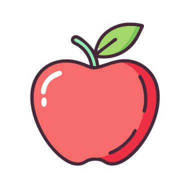 Basit bir uçak vektörü, bir elmanın temiz ve minimal stil düz ikon çiziminde bir parçası.