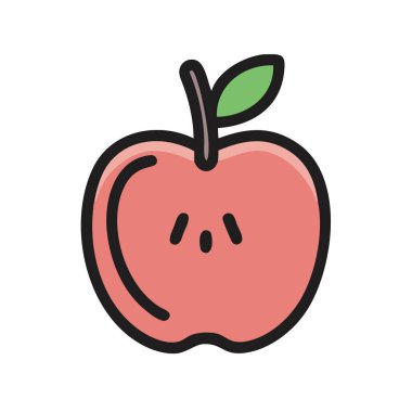 Basit bir uçak vektörü, bir elmanın temiz ve minimal stil düz ikon çiziminde bir parçası.