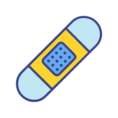 Basit bir uçak vektörü, bir bandajın temiz ve minimal stil düz ikon illüstrasyonunda parçalanmış hali.