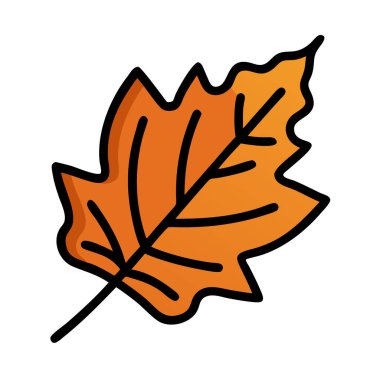 Basit bir sonbahar yaprağının basit bir uçak vektörü, temiz ve minimal stil düz resim çizimi.