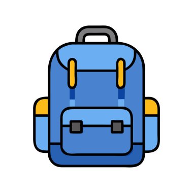 Basit bir uçak vektörü sırt çantasının temiz ve minimal stil düz resim çizimi.