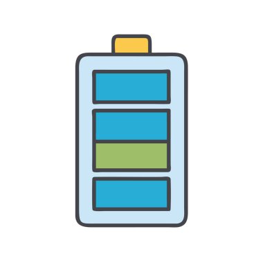 Basit bir uçak vektörü bataryanın temiz ve minimal stil düz resim çizimi.