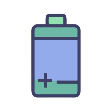 Basit bir uçak vektörü bataryanın temiz ve minimal stil düz resim çizimi.