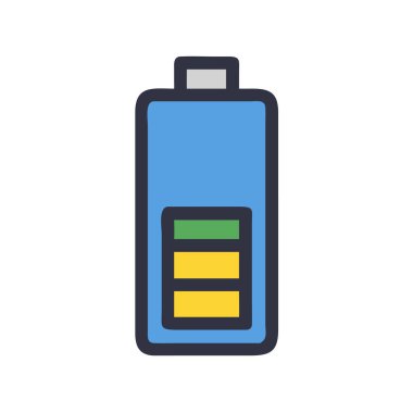 Basit bir uçak vektörü bataryanın temiz ve minimal stil düz resim çizimi.