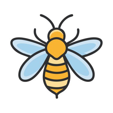 Basit bir uçak vektörü, bir arıya temiz ve minimal stil düz simge çizimi ile yaklaşır..