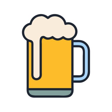 Bir bira bardağının basit uçak vektör klipsi temiz ve minimal stil düz resim.