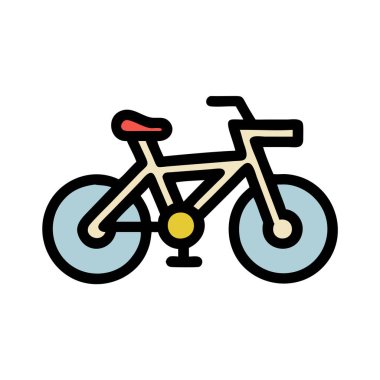 Basit bir düzlem vektörü, bir bisikletin temiz ve minimal stil düz ikon çizimi ile tırmalanması.