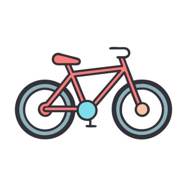 Basit bir düzlem vektörü, bir bisikletin temiz ve minimal stil düz ikon çizimi ile tırmalanması.