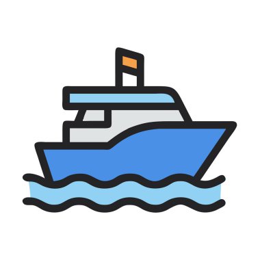 Basit bir uçak vektörü, bir teknenin temiz ve minimal stil düz simge çiziminde tırman.