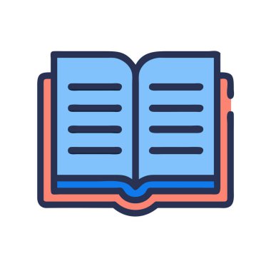 Basit bir düzlem vektörü, bir kitabın temiz ve minimal stil düz ikon resimlemesinde yer alır..