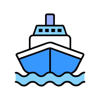 Basit bir uçak vektörü, bir teknenin temiz ve minimal stil düz simge çiziminde tırman.