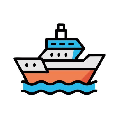 Basit bir uçak vektörü, bir teknenin temiz ve minimal stil düz simge çiziminde tırman.