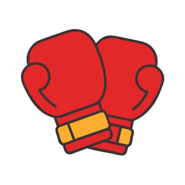 Basit bir uçak vektörü, bir boks eldiveninin temiz ve minimal stil düz ikon çiziminde zirvesine çıkıyor..
