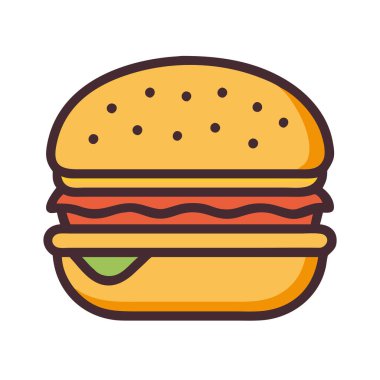 Basit bir uçak vektörü hamburgerin temiz ve minimal stil düz resim çizimi.
