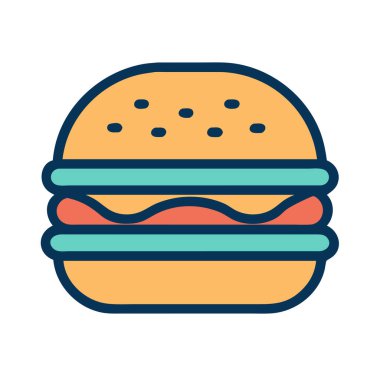 Basit bir uçak vektörü hamburgerin temiz ve minimal stil düz resim çizimi.