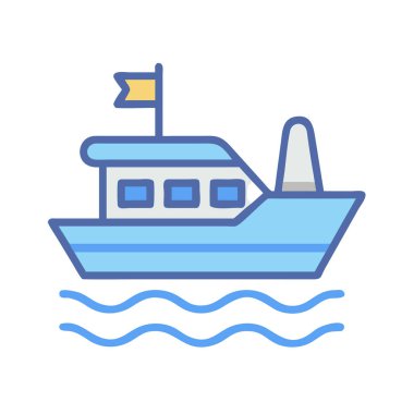 Basit bir uçak vektörü, bir teknenin temiz ve minimal stil düz simge çiziminde tırman.