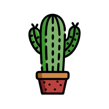 Bir kaktüsün basit uçak vektör klipsi temiz ve minimal stil düz ikon resimleme.