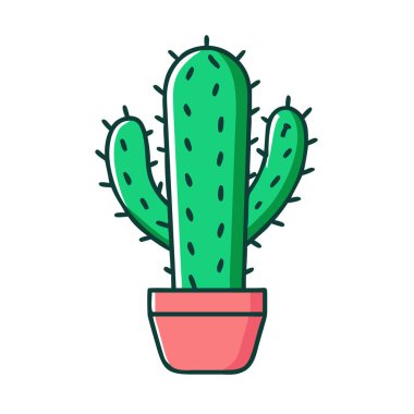 Bir kaktüsün basit uçak vektör klipsi temiz ve minimal stil düz ikon resimleme.