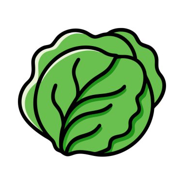 Basit bir düzlem vektörü, bir lahananın temiz ve minimal stil düz simge çiziminde zirvesine çıkıyor..