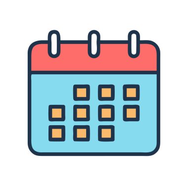 Basit bir düzlem vektörü takviminin temiz ve minimal stil düz resim çizimi.