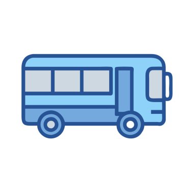 Basit bir düzlem vektörü, bir otobüsün temiz ve minimal stil düz ikon resimlemesiName.