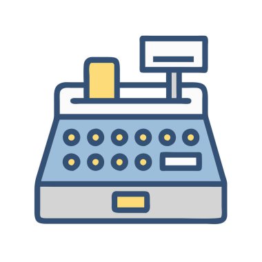 Basit bir uçak vektörü, bir yazar kasanın temiz ve minimal stil düz ikon resimlemesinde yer alır..