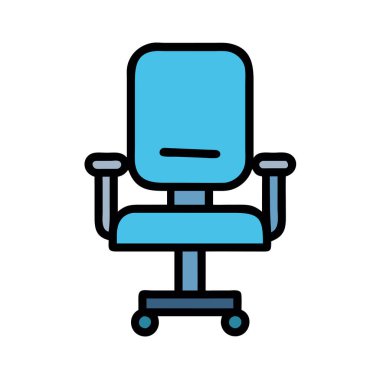 Basit bir düzlem vektörü, bir sandalyenin temiz ve minimal stil düz resim çizimi ile bağlanır..