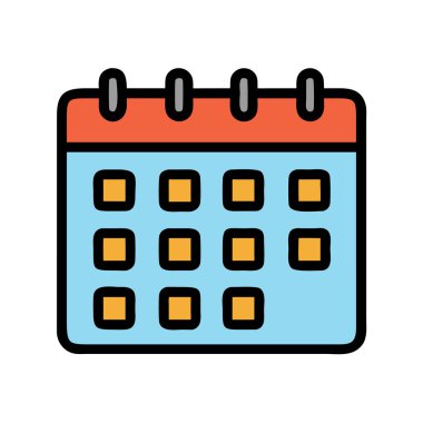 Basit bir düzlem vektörü takviminin temiz ve minimal stil düz resim çizimi.