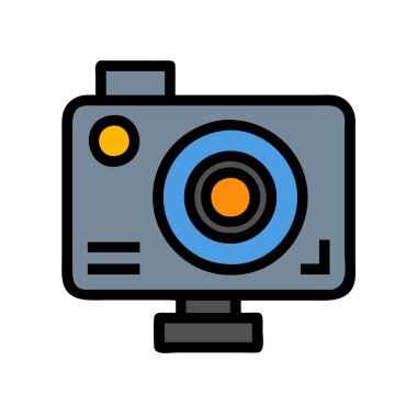 Basit bir düzlem vektör klipsi bir kameranın temiz ve minimal stil düz resim.