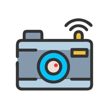 Basit bir düzlem vektör klipsi bir kameranın temiz ve minimal stil düz resim.