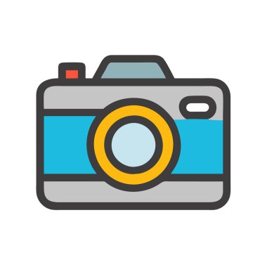 Basit bir düzlem vektör klipsi bir kameranın temiz ve minimal stil düz resim.