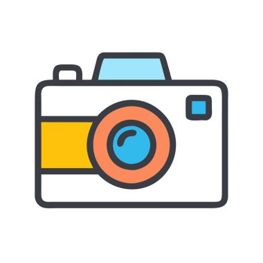 Basit bir düzlem vektör klipsi bir kameranın temiz ve minimal stil düz resim.