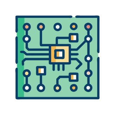 Basit bir düzlem vektörü devre kartının temiz ve minimal stil düz resim çizimi.