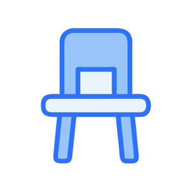 Basit bir düzlem vektörü, bir sandalyenin temiz ve minimal stil düz resim çizimi ile bağlanır..