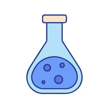 Bir kimyasal şişenin basit uçak vektör klipsi temiz ve minimal stil düz ikon resimleme.