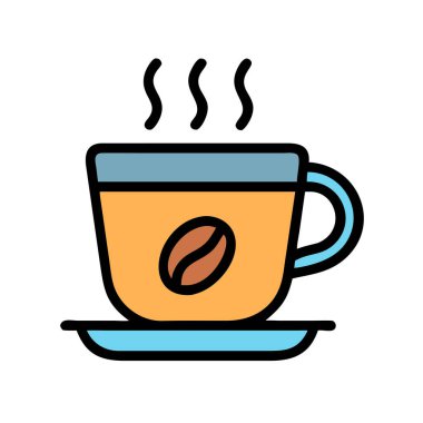 Bir kahve fincanının basit uçak vektör klipsi temiz ve minimal stil düz ikon resimlemesi.