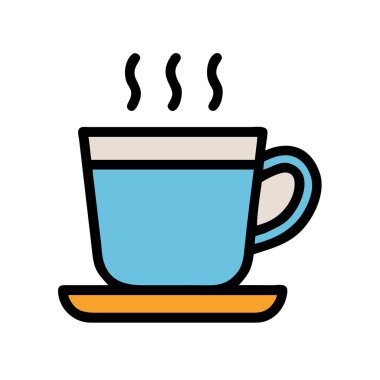 Bir kahve fincanının basit uçak vektör klipsi temiz ve minimal stil düz ikon resimlemesi.