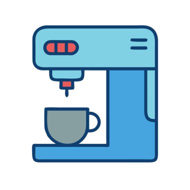 Bir kahve makinesinin basit uçak vektör klipsi temiz ve minimal stil düz simge illüstrasyonu.