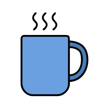 Bir kahve fincanının basit uçak vektör klipsi temiz ve minimal stil düz resim.