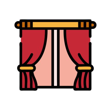 Basit bir düzlem vektörü perdenin temiz ve minimal stil düz resim çizimi.