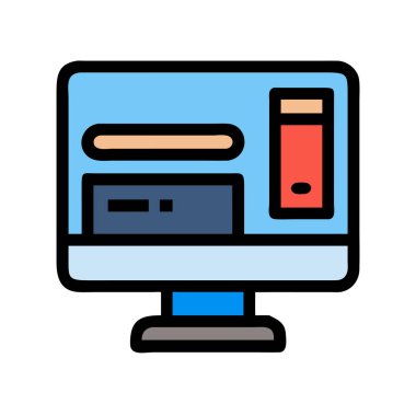 simple vector clipart of a computer in a clean and minimal style flat icon illustration.