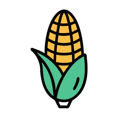 Basit bir uçak vektörü, bir mısırın temiz ve minimal stil düz ikon çiziminde kırpılması.