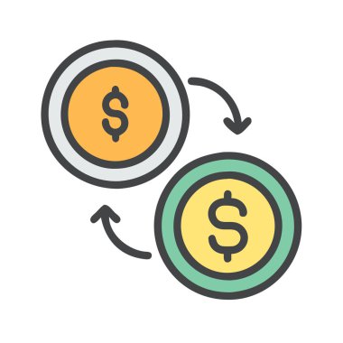 Bir para birimi sembolünün basit uçak vektör klipsi temiz ve minimal stil düz resim.