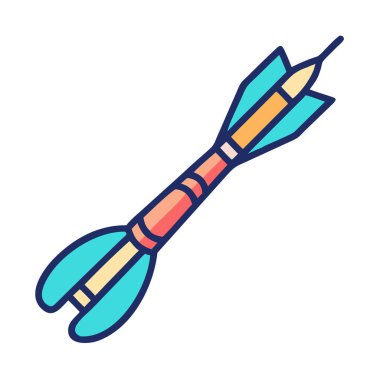 Basit bir uçak vektörü, bir dartın temiz ve minimal stil düz ikon illüstrasyonunda kırpılması.