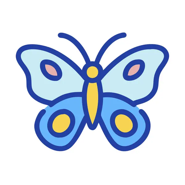 Basit bir uçak vektörü, bir kelebeğin temiz ve minimal stil düz ikon çiziminde bir araya gelmesi.