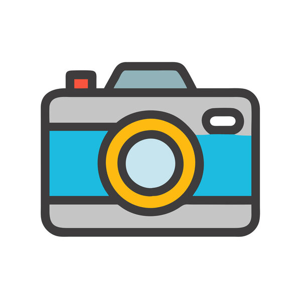 простая векторная клипарт камеры в чистом и минимальном стиле с изображением плоской иконки.