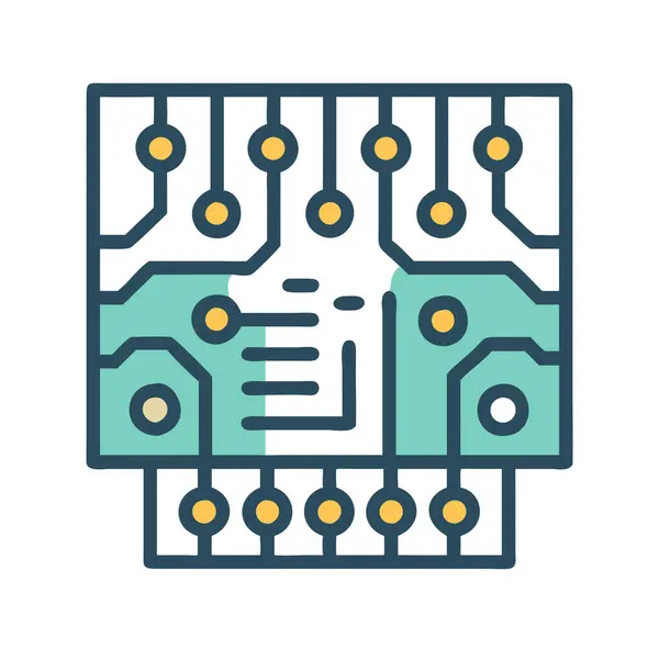 Basit bir düzlem vektörü devre kartının temiz ve minimal stil düz resim çizimi.
