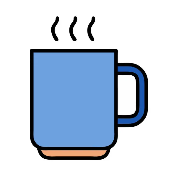 Bir kahve fincanının basit uçak vektör klipsi temiz ve minimal stil düz resim.