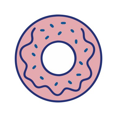 Basit bir düzlem vektör klipsi bir donutun temiz ve minimal stil düz ikon resimlemesi.
