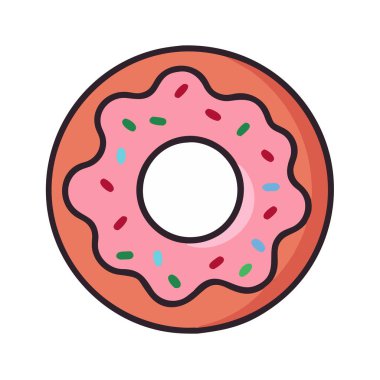 Basit bir düzlem vektör klipsi bir donutun temiz ve minimal stil düz ikon resimlemesi.